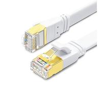 Yauhody Cable Ethernet 15 Metros Cat 8, 40Gbps 2000MHz S/FTP Cable de Red Plano de Alta Velocidad Blindado RJ45 Cable Lan para PS5, Xbox, Router, TV, Switch, Módem, Más rápido que Cat7 (Blanco)