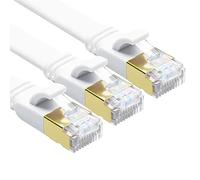 Yauhody Cable Ethernet 1M Cat 8 (3 Piezas) 40Gbps 2000MHz Alta Velocidad Cable de Red Plano, Gigabit RJ45 Cable Lan para PS5, X box, Router, TV, PC, Módem, Más rápido que Cat7 (Blanco)