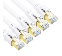 Yauhody Cable Ethernet 1M Cat 8 (5 Piezas) 40Gbps 2000MHz S/FTP Alta Velocidad Cable de Red, Gigabit RJ45 Cable Lan para POE, PS5, X box, Router, TV, PC, Módem, Más rápido que Cat7 Cat6 (Blanco)
