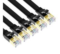 Yauhody Cable Ethernet 1M Cat 8 (5 Piezas) 40Gbps 2000MHz S/FTP Alta Velocidad Cable de Red Plano, Gigabit RJ45 Cable Lan para PS5, X box, Router, TV, Switch, Módem, Más rápido que Cat7 (Negro)