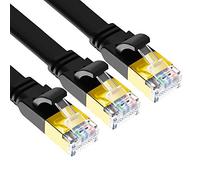Yauhody Cable Ethernet 2 Metros Cat 8 (3 Piezas) 40Gbps 2000MHz S/FTP Alta Velocidad Cable de Red Plano, Gigabit RJ45 Cable Lan para PS5, X box, Router, TV, Switch, Más rápido que Cat7 (Negro)