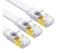 Yauhody Cable Ethernet 3 Metros Cat 8 (3 Piezas) 40Gbps 2000MHz Alta Velocidad Cable de Red Plano, Gigabit RJ45 Cable Lan para PS5, X box, Router, TV, PC, Más rápido que Cat7 (Blanco)