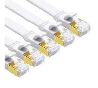 Yauhody Cable Ethernet 5 Metros Cat 8 (5 Piezas) 40Gbps 2000MHz S/FTP Alta Velocidad Cable de Red Plano, Gigabit RJ45 Cable Lan para PS5, X box, Router, TV, PC, Más rápido que Cat7 (Blanco)