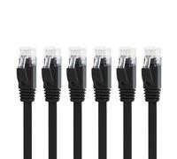 Yauhody Cable Ethernet 5m 6 piezas, 1000Mbps RJ45 Cable de Red Cat 6 Plano, Gigabit Internet Cable Lan Alta Velocidad para Switch, Router, Módem, PS5, Laptop, TV, más rápido que Cat 5 (Negro)