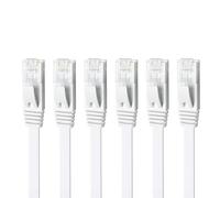 Yauhody Cable Ethernet Cat 6 0.5m 6pack, 1000 Mbps STP Latiguillo RJ45 Cable Red Cat 6 Plano Alta Velocidad, Gigabit Cable Lan para Internet, Exterior, POE, xBox, TV, PC, más rápido que Cat 5 (Blanco)