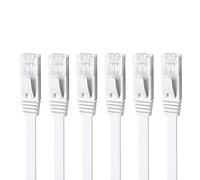 Yauhody Cable Ethernet Cat 6 3m RJ45, 6piezas, Cable de Red Plano Alta Velocidad, 1000Mbps 250MHz STP, Estándar TIA/EIA 568-C.2, para PS5, Router, Modenm, Laptop, Más rápido que Cat5 (Blanco)