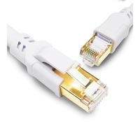 Yauhody Cable Ethernet Cat 8, 0.5m 1m 2m 3m 5m 10m 15m 20m Cable de Red RJ45, 40Gbps 2000MHz F/FTP Cables Lan con Doble Blindado Gigabit Internet Cable Patch para PS5, TV, Módem, PC, POE(Blanco 0.5m)