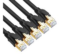 Yauhody Cable Ethernet Cat 8 2m 5piezas 40Gbps 2000MHz F/FTP Alta Velocidad Cable de Red, Gigabit RJ45 Cable Lan para POE, PS5, X box, Router, TV, Switch, Más rápido que Cat7 Cat6 (Negro)