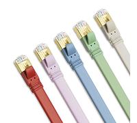 Yauhody Cable Ethernet Cat 8 2M 5Pz, RJ45 Cable de Red Plano 40Gbps 2000MHz Gigabit Internet Cable LAN, Blindado Cable de Patch para Juegos, PS5, PS4, PC, Router, Módem, POE (Morandi Colors)