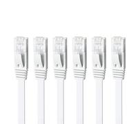 Yauhody Cat 6 Cable Ethernet 1M 6piezas, 1000 Mbit/s STP Latiguillo RJ45 Cable Red Cat 6 Gigabit, Cable de Red Alta Velocidad Blanco Plano 1 Metro, para Internet, Exterior, Router, POE, xBox, TV, PC