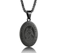 Yaumatea Collar con medalla de San Miguel, Cristóbal y Benito, colgante de acero inoxidable de 24 pulgadas para protección y regalos religiosos, Acero inoxidable, No es una piedra preciosa