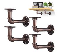 YAUNGEL 4PCS Estantes Industriales Retro Flotantes para Libros, Decoración de Muebles Vintage (Bronce Rojo)