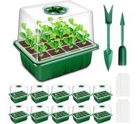YAUNGEL Bandeja de Germinación de Semillas, 10 Pcs 120 Celulas Mini Invernadero Bandejas de Cultivo Germinación con 2 Herramientas de Jardinería, Ideal para Cultivo de Semillas y Plantas, Verde
