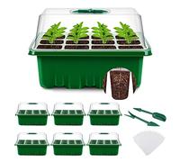 YAUNGEL Bandejas Semilleros, 6Pcs 72 Agujeros Mini Invernadero Germinador de Semillas, Bandeja de Cultivo con Tapa Ventilación y Ventana Ajustable para Plantas Desemillero, Verde
