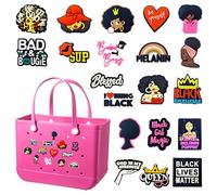Yaveron 20 dijes de niña negra para bolsa de Bogg, accesorios de decoración para bolsas Simply Southern Totes, bolsa de playa de goma, Cloruro de polivinilo, No es una piedra preciosa