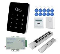 YAVIS Kit Completo Teclado de Control Acceso 125 kHz EM ID RFID Lector de código aproximación, 280 kg/600lbs Cerradura electromagnética Waterproof NC, Fuente alimentación110-240v 3A, Timbre, botón