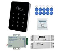 YAVIS Kit de Conjunto Completo de Teclado de Control de Acceso RFID 125KHz con DC12V Cerradura Eléctrica Cerradura de Perno Electrónico, 3A Fuente de Alimentación, Botón de Salida, 10pcs ID llaveros