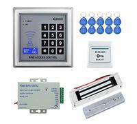 YAVIS Kit de Sistema de Control de Acceso Contraseña Teclado RFID + 180kg 350lbs Cerradura Magnética Eléctrica + DC12V Fuente de Alimentación + Fuente de alimentación DC12V + 10pcs llaveros 125KHz
