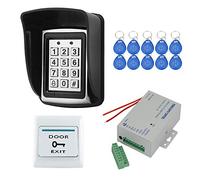 YAVIS RFID Control de Acceso Impermeable Teclado Táctil Independiente Proximidad para Sistema de Control de Acceso 125KHz con 3A Fuente de Alimentación, Botón de Salida, 10pcs ID llaveros Keyfobs