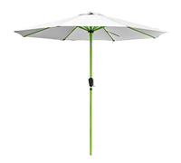 YAVYAV Sombrilla de jardín 270cm con manivela e inclinación, varillas verde brillante antioxidante, toldo impermeable UPF 50+ anti-UV, Parasol para patio Terraza Playa Exterior(Off-white)