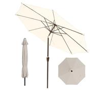 YAVYAV Sombrilla de Jardín/Paraguas de Patio 270 cm con Manivela, Inclinable, Impermeable y Protección UV UPF 50+, 8 Varillas, para Terraza, Piscina, Balcón, Playa, Camping(Beige)