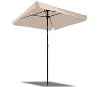 YAVYAV Sombrilla Rectangular de Jardín 200 cm con Flecos, Protección Solar UV UPF 50+, Impermeable, Portátil y Antiviento, Parasol para Terraza Balcón Piscina Playa Mercado(Beige,152cm/5.0ft)