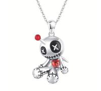 Yawdil 1 par/1 unid Creativo Divertido vudú muñeca Rojo corazón Colgante Pendientes Punk muñeca de Dibujos Animados Collar para niñas Halloween Regalo de la joyería