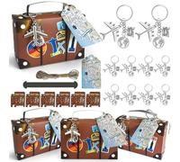 Yawdil 10 Unidades Mini Maleta Favor Cajas, Llaveros de Avión de Tierra, Boleto de Viaje, Forma de Maleta Creativa Caja de Dulces para Viajes Souvenir Fiesta de Bodas