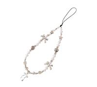 Yawdil Beaded Phone Lace Chain with Sweet Y2K Bowknot Pendant, Heart Chain Lanyard, Trendy Accessory for Women, Keychain Strap Hanging Cord
