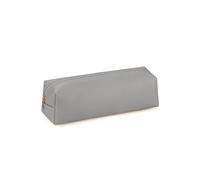 Yawdil Estuche de lápices de cuero sintético para materiales escolares, gran capacidad, caja de almacenamiento con cremallera, gris, gris