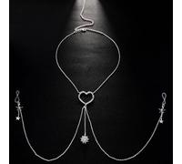 Yawdil Sexy Hollow Metal corazón pezón Cadena Pecho joyería para Las Mujeres Estrella Borla pezón Sujetador Cadena no Piercing Cuerpo Accesorios