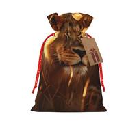 YaWea African Animals2 - Bolsa de lino de arpillera con estampado de animales africanos, bolsa de regalo para regalos de Navidad, talla S
