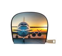 YaWea Aircraft Plane at Sunsets - Cartera pequeña de piel con estampado de avión y tarjetas de crédito, tarjetero, organizador de tarjetas, Blanco, Talla única