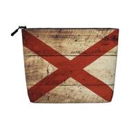 YaWea Bolsa de cosméticos con diseño de bandera del estado de Alabama en grano de madera vieja, bolsa de cosméticos, bolsa de aseo con cremallera, regalos de amistad para cumpleaños, Navidad,