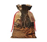 YaWea Bolsa de lino de arpillera con estampado de árbol de otoño, regalos de fiesta de Navidad, bolsa de regalo para regalos, talla S