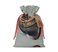 YaWea Bolsa de lino de arpillera con estampado de barcos vikingos antiguos, regalos de fiesta de Navidad, bolsa de regalo para regalos, talla S