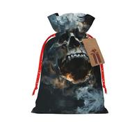 YaWea Bolsa de lino de arpillera con estampado de calavera fantasma de terror, regalos de fiesta de Navidad, bolsa de regalo para regalos, talla S