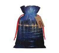 YaWea Bolsa de lino de arpillera con estampado de escena nocturna, regalos de fiesta de Navidad, bolsa de regalo para regalos, talla S