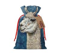 YaWea Bolsa de lino de arpillera con estampado de llama de alpaca, regalos de fiesta de Navidad, bolsa de regalo para regalos, talla S