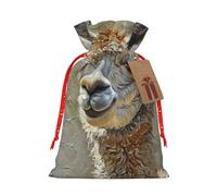 YaWea Bolsa de lino de arpillera con estampado de llama de alpaca, regalos de fiesta de Navidad, bolsa de regalo para regalos, talla S