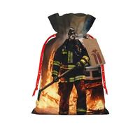 YaWea Bolsa de lino de arpillera con estampado de llama de bombero, regalo de fiesta de Navidad, bolsa de regalo para regalos, talla S
