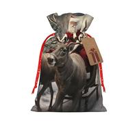 YaWea Bolsa de lino de arpillera con estampado de Papá Noel, regalos de fiesta de Navidad, bolsa de regalo para regalos, talla S