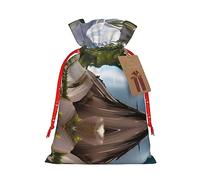 YaWea Bolsa de lino de arpillera con estampado de Parque Nacional Glacier, regalos de fiesta de Navidad, bolsa de regalo para regalos, talla S