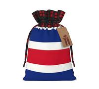 YaWea Bolsas de regalo de Navidad con estampado de bandera de Costa Rica, bolsas de regalo de Navidad, suministros de fiesta, saco de arpillera con cordón