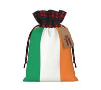 YaWea Bolsas de regalo de Navidad con estampado de bandera irlandesa para Navidad, bolsas de dulces de Navidad, suministros de fiesta, saco de arpillera con cordón