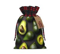 YaWea Bolsas de regalo de Navidad con estampado de frutas de aguacate, bolsas de regalo de Navidad, suministros de fiesta, saco de arpillera con cordón