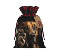 YaWea Bolsas de regalo de Navidad con estampado de huellas de perro, animales, bolsas de regalo de Navidad, suministros de fiesta, saco de arpillera con cordón