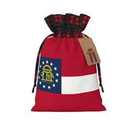 YaWea Bolsas de regalo de Navidad con estampado de la bandera del estado de Georgia, bolsas de regalo de Navidad, bolsas de regalo de Navidad, suministros de fiesta, saco de arpillera con cordón