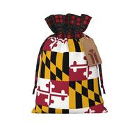 YaWea Bolsas de regalo de Navidad con estampado de la bandera del estado de Maryland, bolsas de regalo de Navidad, suministros de fiesta, saco de arpillera con cordón