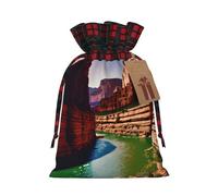 YaWea Bolsas de regalo de Navidad con estampado del Gran Cañón para Navidad, bolsas de dulces de Navidad, suministros de fiesta, saco de arpillera con cordón
